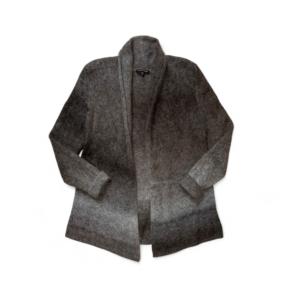 Eileen Fisher Brown Gradient Ombre Mohair/Wool Cardigan Sweater Medium Classic